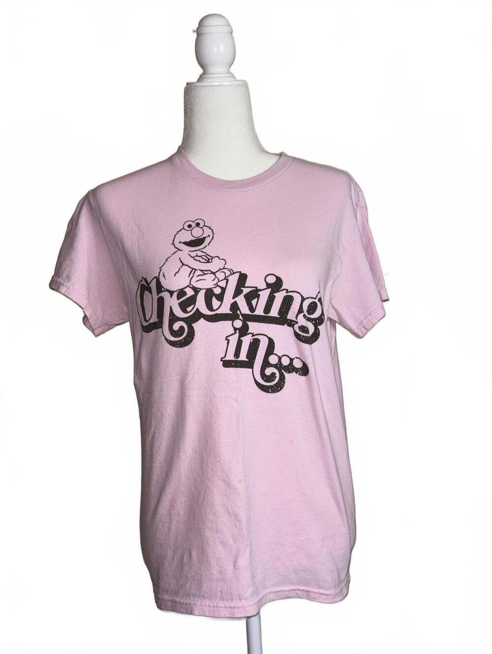 Sesame Street Pink Elmo “Checking in” Logo T-Shirt